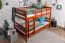 Etagenbett / Stockbett 120 x 200 cm "Easy Premium Line" K24/n, Kopf- und Fußteil gerade, Buche Massivholz Kirschfarben lackiert, teilbar