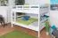 Etagenbett 160 x 190 cm für Erwachsene "Easy Premium Line" K24/n, Kopf- und Fußteil gerade, Buche Massivholz weiß lackiert, teilbar