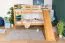 Etagenbett mit Rutsche 90 x 190 cm, Buche Massivholz Natur lackiert, umbaubar in zwei Einzelbetten, "Easy Premium Line" K29/n