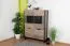 Vitrine Bassatine 02, Farbe: Eiche rustikal / Grau / Schwarz - 150 x 109 x 40 cm (H x B x T)