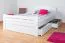 Jugendbett "Easy Premium Line" K7 inkl. 2 Schubladen und 1 Abdeckblende, 140 x 200 cm Buche Vollholz massiv weiß lackiert