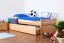 Bettrahmen für Kinder / Kinderbett / Ausziehbett 90 x 200 cm | Massivholz: Buche | Natur Lackiert | inkl. 2. Liegeplatz 90 x 190 cm ausziehbar und 2 Rollrost | besonders hohe Qualität Abbildung