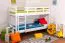Massivholz Stockbett für Kinder und Jugendliche | Matratzenmaß: 90 x 200 cm | Weiß Lackiert | umbaubar in 2 Einzelbetten | Premium-Qualität | inkl. Rollroste Abbildung