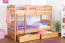 Funktions-Stockbett 90 x 200 cm mit 2 Schubladen als Stauraum | Massivholz: Buche | Natur Lackiert | umbaubar in zwei Einzelbetten | Premium-Qualität | inkl. Rollroste Abbildung