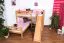 Doppelstockbett L-Form  90 x 200 cm | Buche massiv | natur lackiert | mit Regal und Rutsche | inkl. Rollrost | teilbar Abbildung