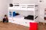 Funktions-Etagenbett 90 x 200 cm mit 2 Schubkästen als Stauraum | Massivholz: Buche | Weiß Lackiert | umbaubar in zwei Einzelbetten | Premium-Qualität | inkl. Rollroste Abbildung
