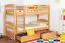 Funktions-Etagenbett 90 x 200 cm mit 2 Schubladen als Stauraum | Massivholz: Buche | Natur Lackiert | umbaubar in zwei Einzelbetten | Premium-Qualität | inkl. Rollroste Abbildung