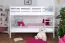 Stockbett 90 x 190 cm | Massivholz: Buche | Weiß Lackiert | umbaubar in zwei Einzelbetten | Premium-Qualität | inkl. Rollroste Abbildung