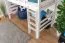 Massivholz Hochbett für Kinder | Matratzenmaß: 90 x 190 cm | Weiß Lackiert | umbaubar in Einzelbett | Premium-Qualität | inkl. Rollrost Abbildung