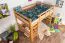Massivholz Hochbett für Kinder | Matratzenmaß: 120 x 190 cm | Natur Lackiert | umbaubar in Einzelbett | Premium-Qualität | inkl. Rollrost Abbildung