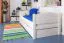 Kinderbett 90 x 200 cm | Massivholz: Buche | Weiß Lackiert | inkl. 2 Schubladen und Lattenrost Abbildung