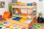 Jugendstockbett 90 x 200 cm + Bettkasten/Stauraum/Ausziehbett | Massivholz: Buche | Natur Lackiert | umbaubar/teilbar in 2 Einzelbetten | inkl. Rollroste Abbildung