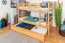 Jugendstockbett 90 x 200 cm + Bettkasten/Stauraum/Ausziehbett | Massivholz: Buche | Natur Lackiert | umbaubar/teilbar in 2 Einzelbetten | inkl. Rollroste Abbildung