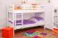 Kinderzimmer-Stockbett 90 x 200 cm | Massivholz: Buche | Weiß Lackiert | umbaubar in 2 Einzelbetten | Premium-Qualität | inkl. Rollroste Abbildung