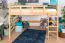 Kinderhochbett 160 x 190 cm | Massivholz: Buche | Natur Lackiert | umbaubar in Einzelbett | Premium-Qualität | inkl. Rollrost Abbildung
