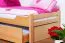 Bettrahmen für Kinder 90 x 200 cm mit Ausziehbett 90 x 190 cm als Gästebett-Funktion | Massivholz: Buche | Natur Lackiert | inkl. 2. Liegeplatz 90 x 190 cm ausziehbar und 2 Rollrost Abbildung