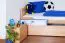 Bettrahmen für Kinder 90 x 200 cm mit Ausziehbett 90 x 190 cm als Gästebett-Funktion | Massivholz: Buche | Natur Lackiert | inkl. 2. Liegeplatz 90 x 190 cm ausziehbar und 2 Rollrost Abbildung