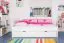 Kinderbett 90 x 200 cm mit Ausziehbett/Rollbett 90 x 190 cm als Gästebett-Funktion | Massivholz: Buche | Weiß Lackiert | inkl. 2. Liegeplatz 90 x 190 cm ausziehbar und 2 Rollrost Abbildung