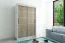 150 cm breiter Schiebetürenschrank mit 2 Türen | 5 Fächer | 2 Kleiderstangen | Farbe: Sonoma Eiche / Weiß Abbildung