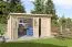 Holz-Gartenhaus 3,29 x 3,8 Meter (inkl. Dach) | Naturbelassen | Pultdach | 28 mm Blockbohlen-Haus Abbildung