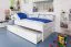 Kinderbett 90 x 200 cm mit Ausziehbett/Rollbett 90 x 190 cm als Gästebett-Funktion | Massivholz: Buche | Weiß Lackiert | inkl. 2. Liegeplatz 90 x 190 cm ausziehbar und 2 Rollrost Abbildung