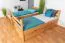 Jugendstockbett 90 x 200 cm + Bettkasten/Stauraum/Ausziehbett | Massivholz: Buche | Natur Lackiert | umbaubar/teilbar in 2 Einzelbetten | inkl. Rollroste Abbildung