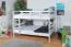 Etagenbett für Kinder 160 x 190 cm | Massivholz: Buche | Weiß Lackiert | umbaubar in 2 Einzelbetten | inkl. Rollroste Abbildung