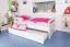 Bettrahmen für Kinder 90 x 200 cm mit Ausziehbett 90 x 190 cm | Massivholz: Buche | Weiß Lackiert | inkl. 2. Liegeplatz 90 x 190 cm ausziehbar und 2 Rollrost Abbildung