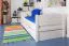 Kinderzimmer-Bett 90 x 200 cm | inkl. Stauraum / 2 Schubladen | Massivholz: Buche | Weiß Lackiert | inkl. Lattenrost Abbildung