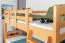 Jugendstockbett 90 x 200 cm + Bettkasten/Stauraum/Ausziehbett | Massivholz: Buche | Natur Lackiert | umbaubar/teilbar in 2 Einzelbetten | inkl. Rollroste Abbildung