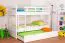 Etagenbett + Ausziehbett für Jugendliche 90 x 200 cm | Massivholz: Buche | Weiß Lackiert | inkl. Bettkasten | umbaubar in 2 Einzelbetten | inkl. Rollroste Abbildung