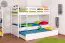 Etagenbett + Ausziehbett für Jugendliche 90 x 200 cm | Massivholz: Buche | Weiß Lackiert | inkl. Bettkasten | umbaubar in 2 Einzelbetten | inkl. Rollroste Abbildung
