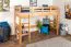 Hochbett für Jugendliche 90 x 190 cm | Massivholz: Buche | Natur Lackiert | umbaubar in Einzelbett | Premium-Qualität | inkl. Rollrost Abbildung