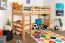 Hochbett für Kinderzimmer 90 x 190 cm | Massivholz: Buche | Natur Lackiert | umbaubar in Einzelbett | Premium-Qualität | inkl. Rollrost Abbildung