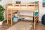 Hochbett für Kinder 140 x 200 cm | Massivholz: Buche | Natur Lackiert | umbaubar in Einzelbett | Premium-Qualität | inkl. Rollrost Abbildung