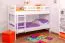 Stockbett für Jugendliche 90 x 200 cm | Massivholz: Buche | Weiß Lackiert | umbaubar in 2 Einzelbetten | inkl. Rollroste Abbildung