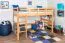 Hochbett für Jugendliche 120 x 190 cm | Massivholz: Buche | Natur Lackiert | umbaubar in Einzelbett | Premium-Qualität | inkl. Rollrost Abbildung