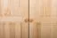 Kleiderschrank | 3 Drehtüren | 5 Fächer | mit Kleiderstange | 135 cm breit | Massivholz | Farbe: Natur Abbildung
