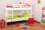 Stockbett für Jugendliche 90 x 200 cm | Massivholz: Buche | Weiß Lackiert | umbaubar in 2 Einzelbetten | inkl. Rollroste Abbildung