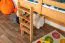 Hochbett für Kinderzimmer 90 x 190 cm | Massivholz: Buche | Natur Lackiert | umbaubar in Einzelbett | Premium-Qualität | inkl. Rollrost Abbildung