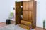 Kleiderschrank | 3 Drehtüren | 2 Schubladen | 5 Fächer | mit Kleiderstange | 135 cm breit | Massivholz | Farbe: Eiche Rustikal Abbildung