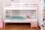 Stockbett für Jugendliche 90 x 200 cm | Massivholz: Buche | Weiß Lackiert | umbaubar in 2 Einzelbetten | inkl. Rollroste Abbildung