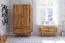 Kleiderschrank | 2 Drehtüren | 5 Fächer | 2 Schubladen | mit Kleiderstange | 100 cm breit | Massivholz | Farbe: Natur Abbildung