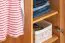 Kleiderschrank | 2 Drehtüren | 6 Fächer | 2 Schubladen | mit Kleiderstange | 90 cm breit | Massivholz | Farbe: Natur Abbildung