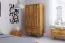 Kleiderschrank | 2 Drehtüren | 5 Fächer | 2 Schubladen | mit Kleiderstange | 100 cm breit | Massivholz | Farbe: Natur Abbildung