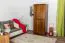 Schmaler Kleiderschrank | 2 Drehtüren | 4 Fächer | mit Kleiderstange | 80 cm breit | Massivholz | Farbe: Eiche Abbildung