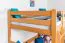 Hochbett für Jugendliche 120 x 190 cm | Massivholz: Buche | Natur Lackiert | umbaubar in Einzelbett | Premium-Qualität | inkl. Rollrost Abbildung