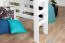 Hochbett für Kinder 120 x 190 cm | Massivholz: Buche | Weiß Lackiert | umbaubar in Einzelbett | Premium-Qualität | inkl. Rollrost Abbildung