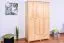 Kleiderschrank | 3 Drehtüren | 2 Schubladen | 4 Fächer | mit Kleiderstange | 123 cm breit | Massivholz | Farbe: Natur Abbildung