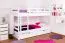 90 x 200 cm Etagenbett mit Stauraum / 2 Schubladen für Kinder Massivholz: Buche | Weiß Lackiert | umbaubar in 2 Einzelbetten | Premium-Qualität | inkl. Rollroste Abbildung